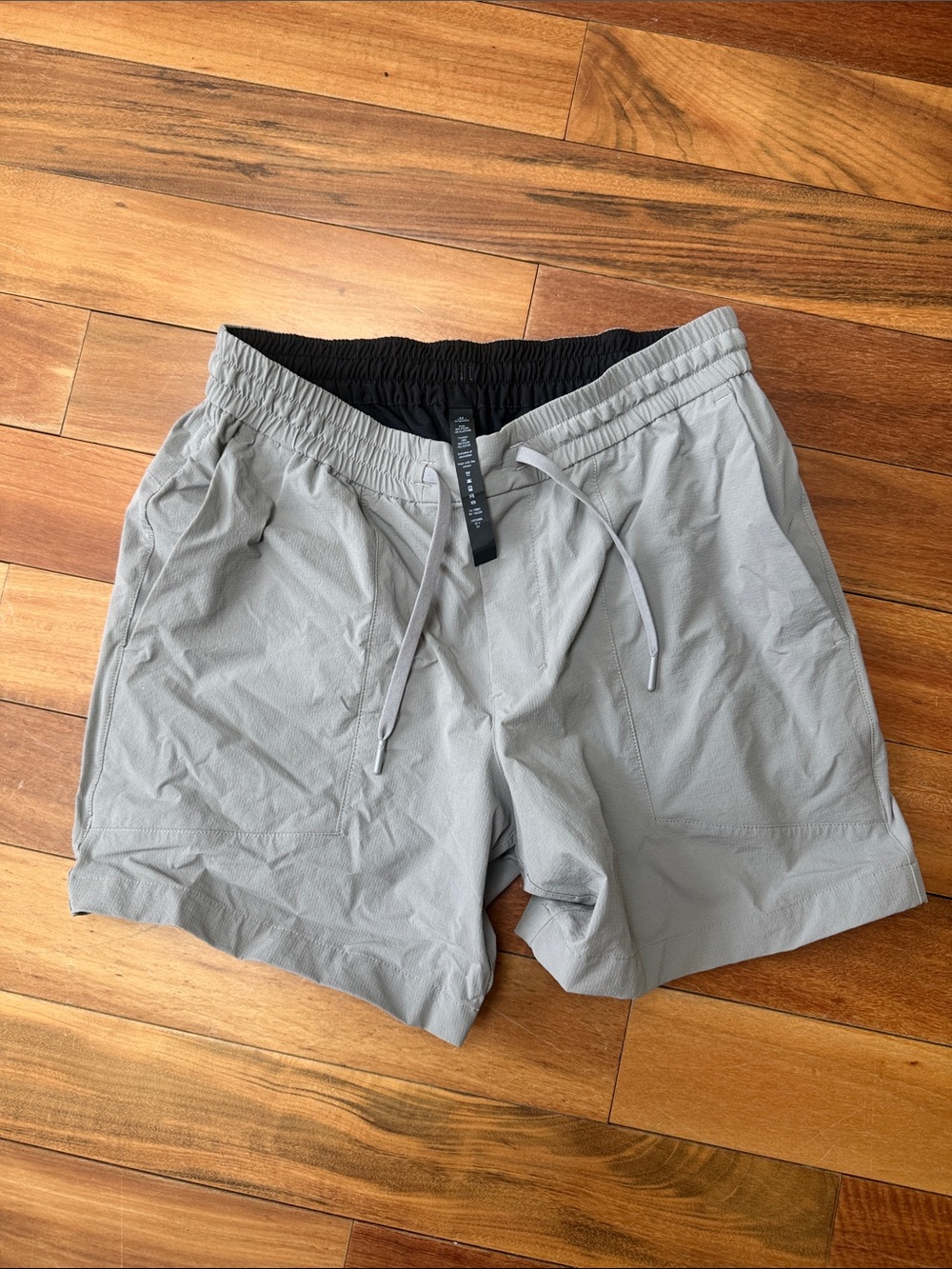 lululemon athletica Men's Light Gray Athletic Shorts with Black Waistband